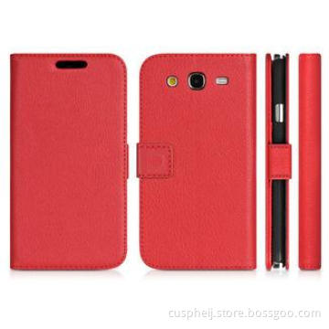 Soft Leather Wallet Phone Cases Red For Samsung Galaxy Gran